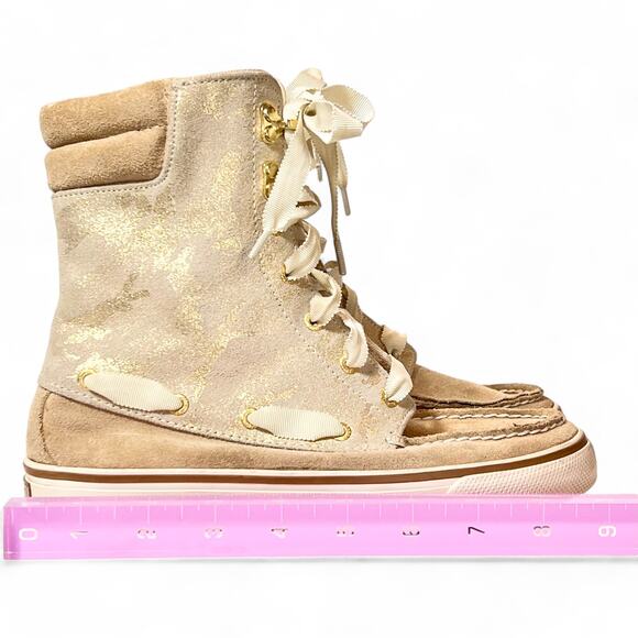Sperry Top-Sider‎ Acklins Y2K Womens 6 Gold Camo Leather Lace-up High Top Boots - Picture 10 of 11